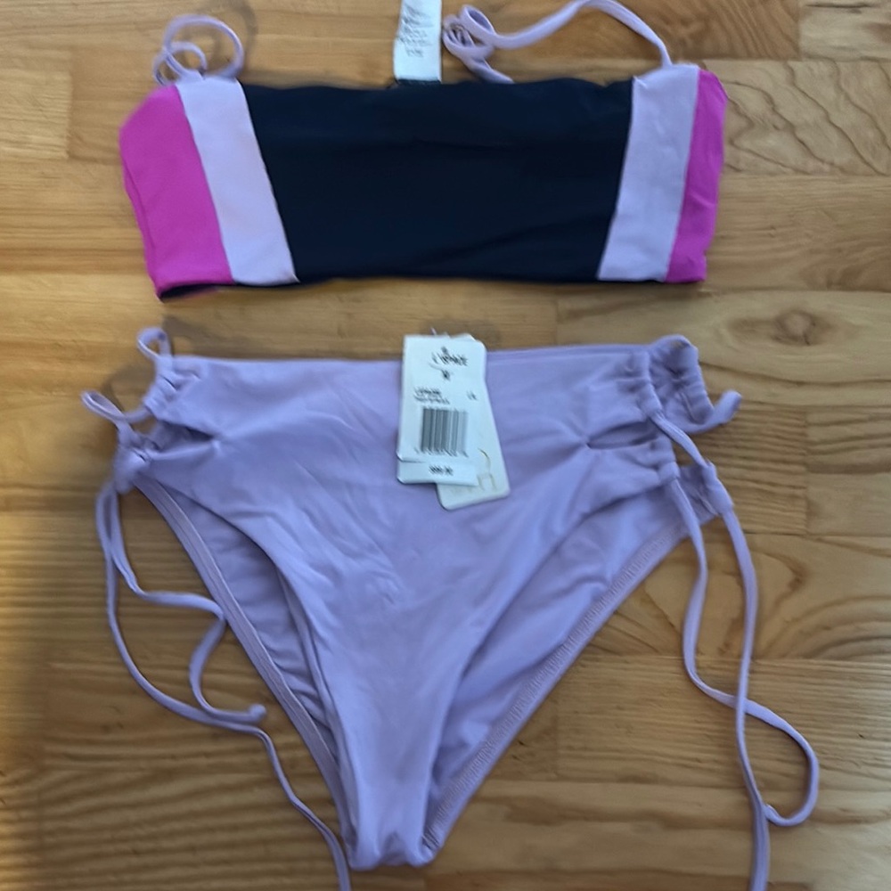 Pink and Black Bikini Set
